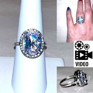 5.8 carat Moissanite Sapphire Engagement Statement Cocktail Ring Size 8 …